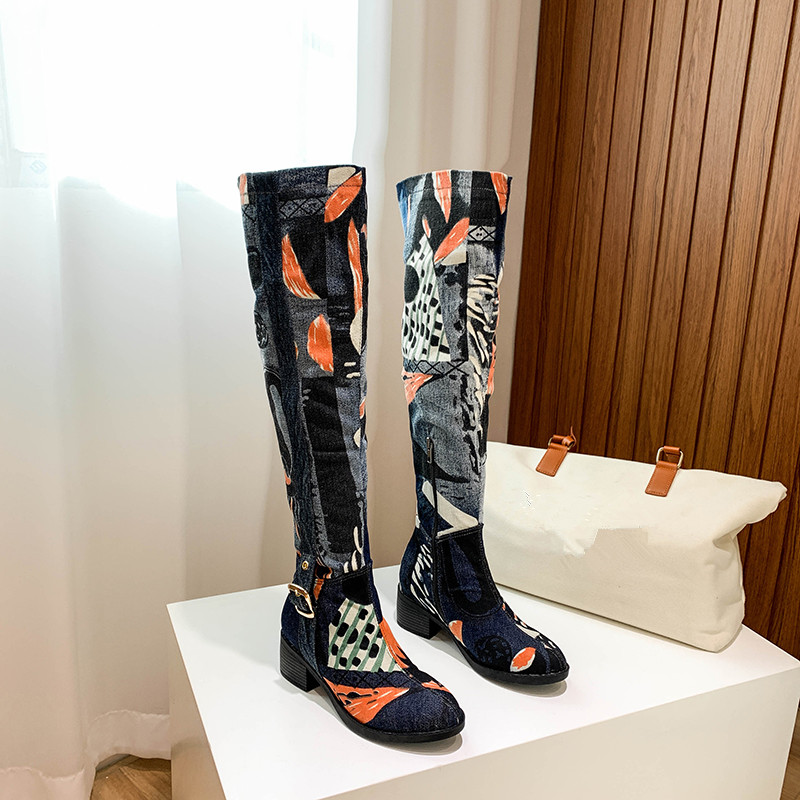 Women's Over-the-knee Boots 2020 New Thick-heeled Long Boots Woman Winter High-heeled Blue Sky Vintage Cowboy, Black
Women's Over-the-knee Boots 2020 New Thick-heeled Long Boots Woman Winter High-heeled Blue Sky Vintage Cowboy, Black