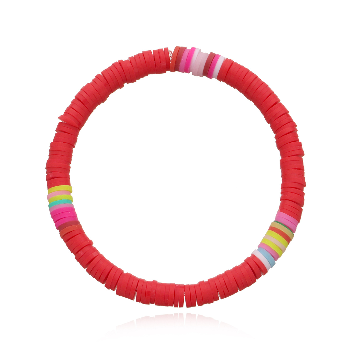 12PCS Soft Clay Surfer African Beads Choker Colorful Jelly Bracelet Elastic Handmade Boho Lightweight for Women Girls 6mm Summer Beach