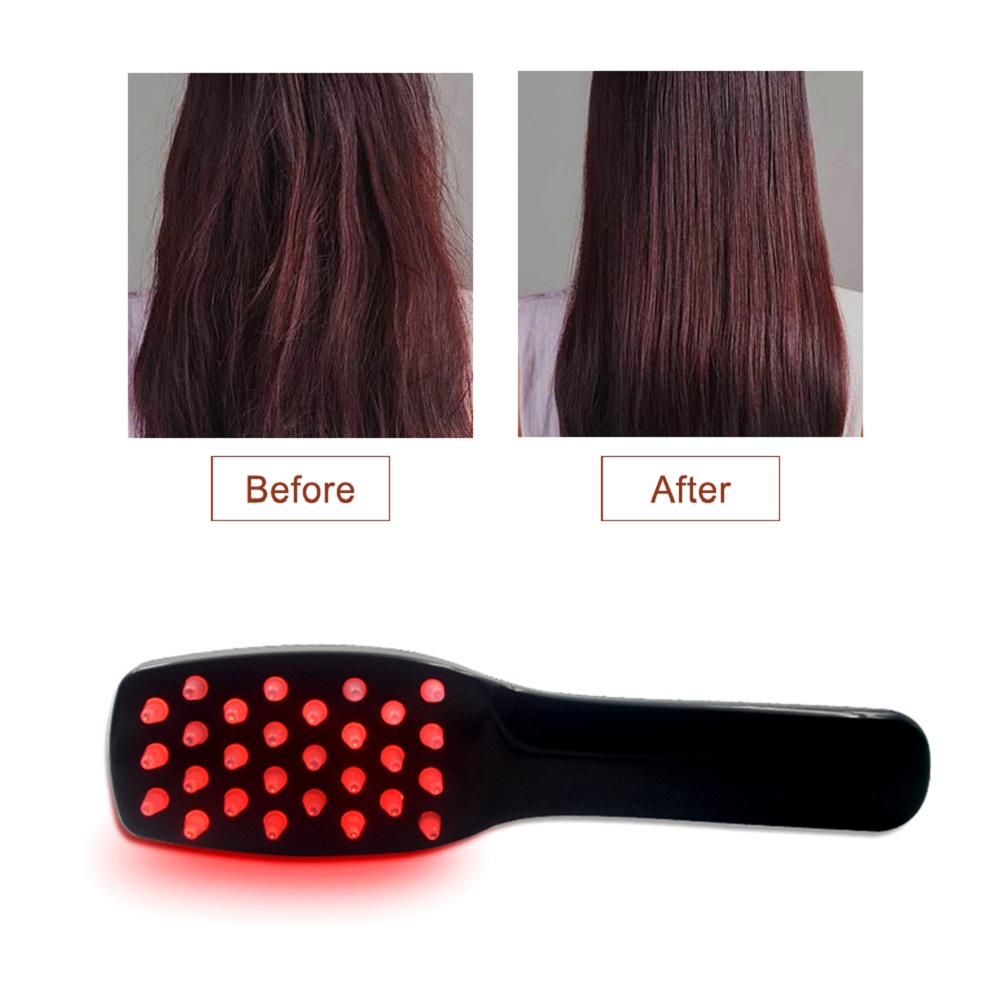 Phototherapy LED Light Hair Growth Comb Vibrating Head Massager Brush USB Rechargeable Scalp Hair Loss Treatments Stress Relief
