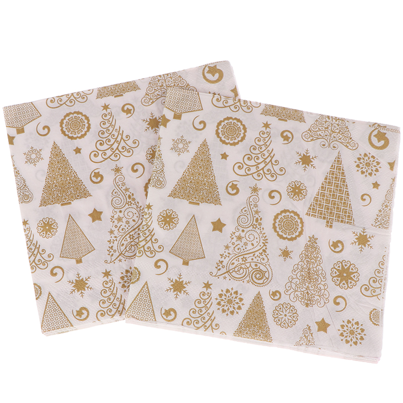20pcs/Set Creative Santa Claus Deer Beautiful Printing Napkins Xmas Napkins Christmas Tree For Home Store Party