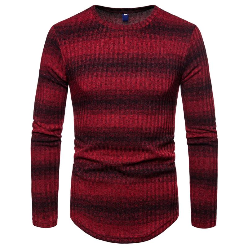Sunfree Mens Gradient stripe Winter Pullover Knitted Top Striped Sweater Outwear Blouse Sweater Men maglioni uomo 3L451