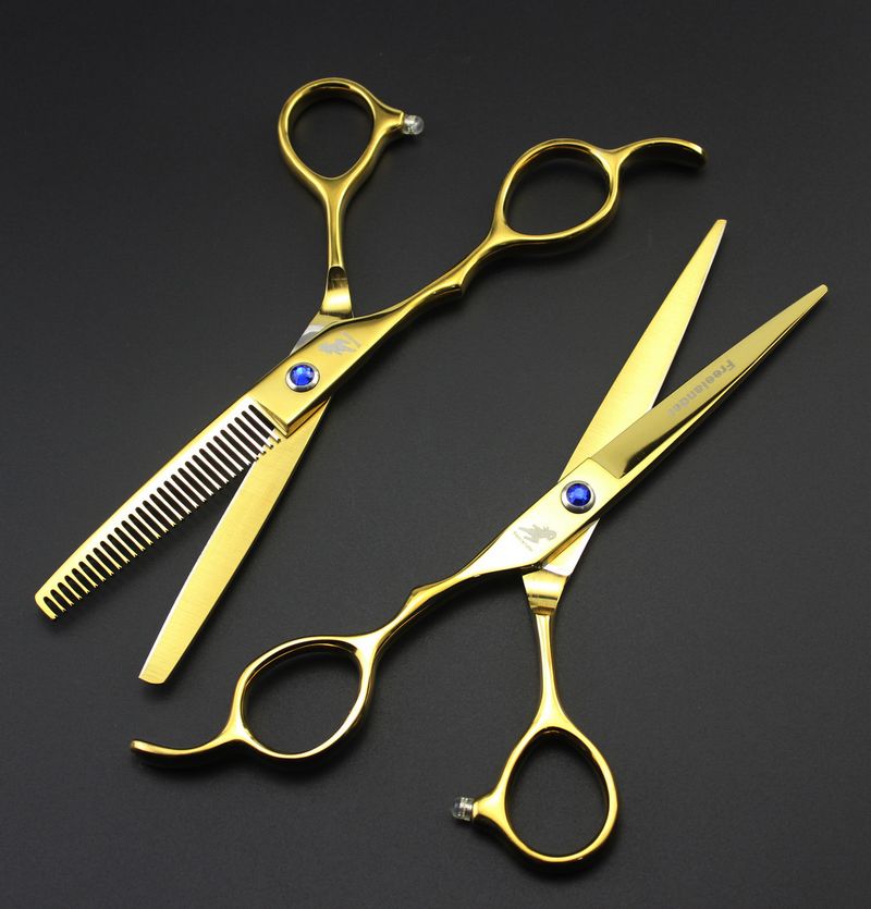 Freelander left hand 6.0 inch cutting/thinning hair scissors golden/rainbow/purple for option free shipping