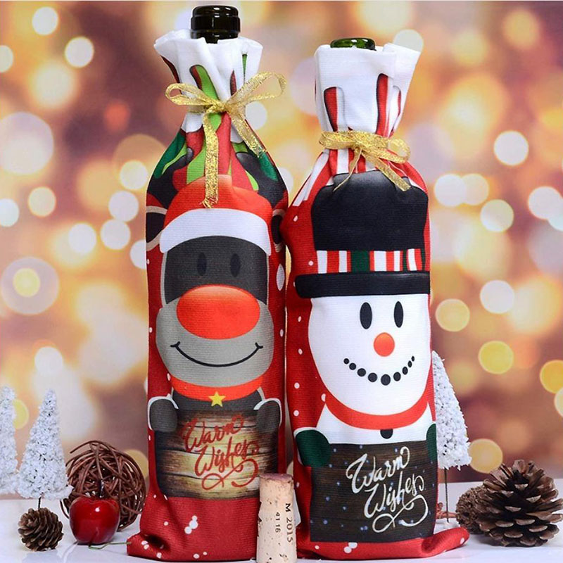 Wine Bottle Cover Christmas Table Decoration Santa Claus Snowman Elk Cartoon Gift Holder Bag Navidad Home Accessories
Wine Bottle Cover Christmas Table Decoration Santa Claus Snowman Elk Cartoon Gift Holder Bag Navidad Home Accessories