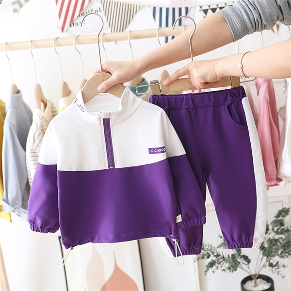 Children Clothes Suit New Spring Autumn Kid Boys Girls Patchwork T Shirt Pants 2Pcs/sets Baby Toddler Clothing Infant Sportswear