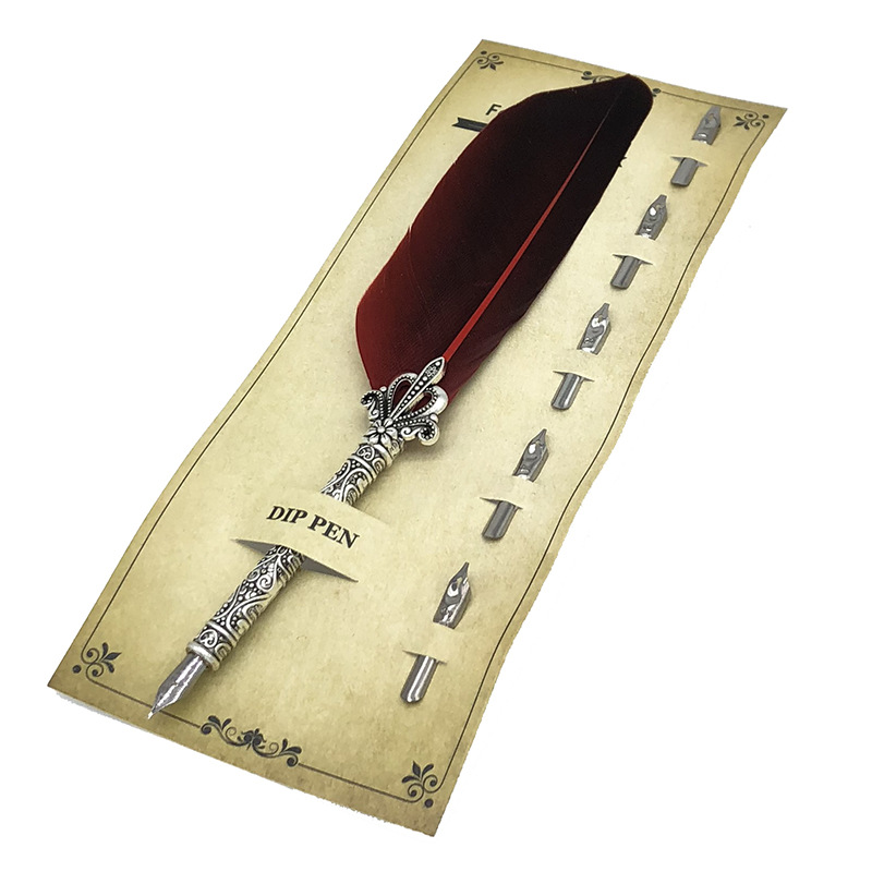New English Calligraphy Feather Dip Pen Writing Stationery Set Gift Box with 5 Nib Wedding Gift Quill Pen Fountain Supplies, Red
New English Calligraphy Feather Dip Pen Writing Stationery Set Gift Box with 5 Nib Wedding Gift Quill Pen Fountain Supplies, Red