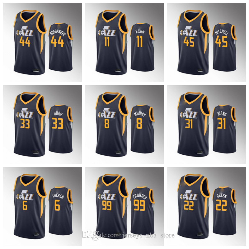 2020 UtahJazzMen Mike Conley 90s Navy Basketball Jersey Donovan Mitchell Rudy Gobert Bojan Bogdanovic Clarkson Miye Oni Mudiay