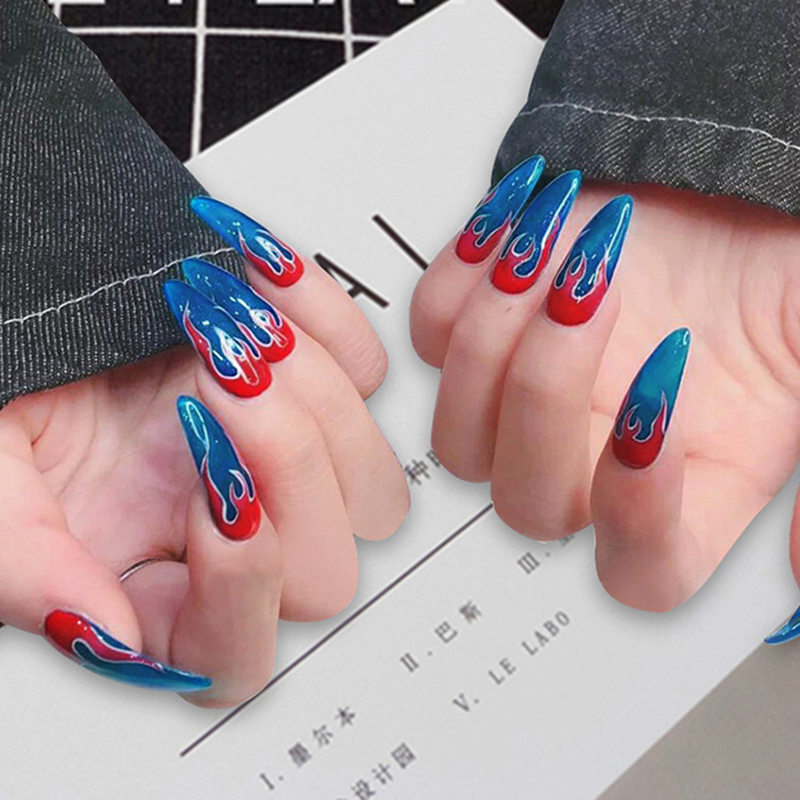 24pcs/Set Punk Fire Pattern Fake Nails Artificial Full Cover European Long Stiletto Nail Art Tips Women Finished Press On Nails, 01
24pcs/Set Punk Fire Pattern Fake Nails Artificial Full Cover European Long Stiletto Nail Art Tips Women Finished Press On Nails, 01