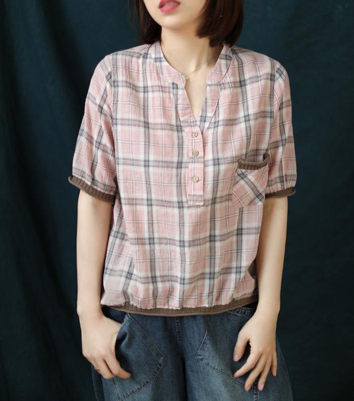 FairyNatural Summer Vintage Loose Casual Women Shirts Button Short Sleeve Pocket Plaid 2020 Blouse Tops Stand Collar, Blue
FairyNatural Summer Vintage Loose Casual Women Shirts Button Short Sleeve Pocket Plaid 2020 Blouse Tops Stand Collar, Blue