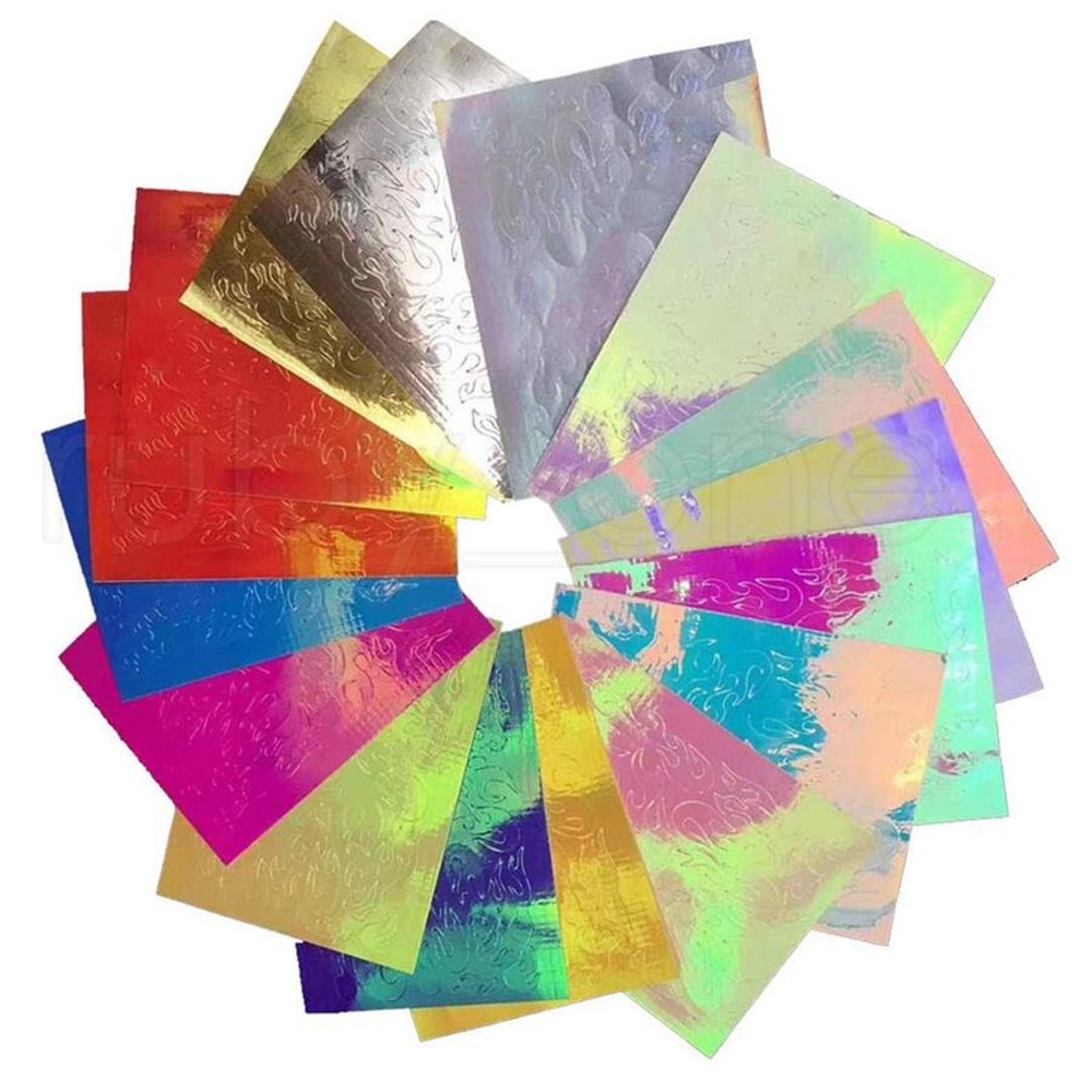 16Pcs Nail Flame Sticker Colorful Manicure Stickers Laser Flame Sticker Autocollant De Flamme Dongle Women Nail Art Flame Sticker Tools