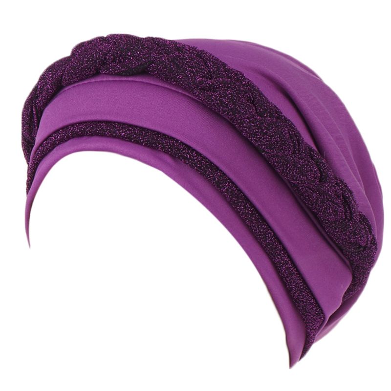 Women Color Block Muslim Turban Cap Glitter Twisted Braid Hair Loss Chemo Hat 0822, White
Women Color Block Muslim Turban Cap Glitter Twisted Braid Hair Loss Chemo Hat 0822, White