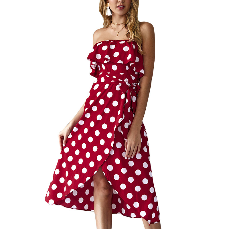 New Casual Vintage Strapless Sundress Women Summer Dress 2020 Boho Sexy Dress Backless Belt Dot Chiffon Beach Female, White
New Casual Vintage Strapless Sundress Women Summer Dress 2020 Boho Sexy Dress Backless Belt Dot Chiffon Beach Female, White
