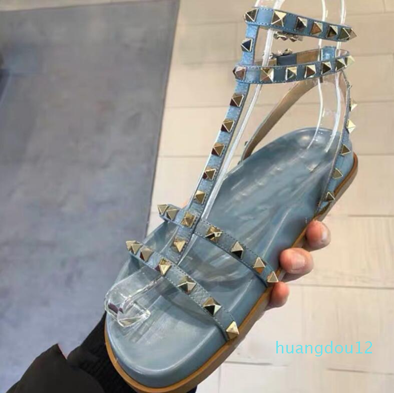 Hot Sale- Blue/V Studded Platform Sandals Women Summer 2020 New Tide Wind Roman Flats, Black
Hot Sale- Blue/V Studded Platform Sandals Women Summer 2020 New Tide Wind Roman Flats, Black