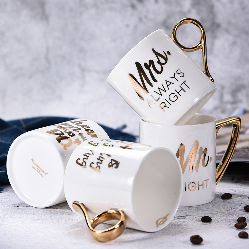 Ceramic Coffee Mugs Creative Bone China Mug White Cup 24K Gold-plated European Style Cups Porcelain Milk Cups Mr Mrs, Dreams
Ceramic Coffee Mugs Creative Bone China Mug White Cup 24K Gold-plated European Style Cups Porcelain Milk Cups Mr Mrs, Dreams