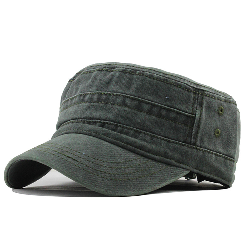 Classic Vintage Flat Top Mens Washed Caps And Hat Adjustable Fitted Thicker Cap Winter Warm Military Hats For Men
