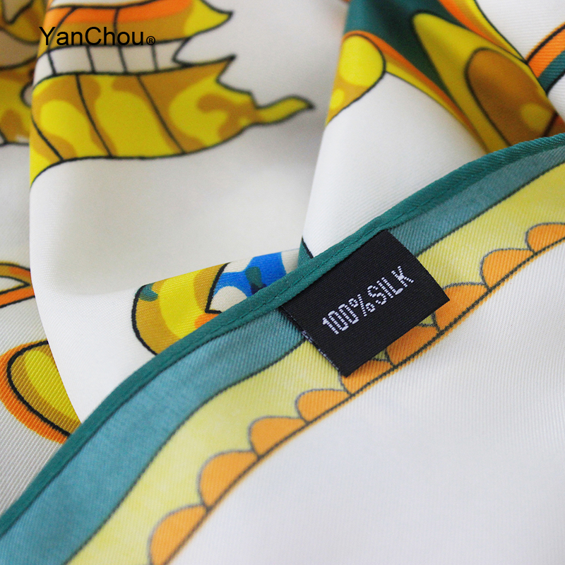 Large Square Silk Twill Scarf 130 Women Shawl Echarpe Vintage Woman Big Size Printed Scarves