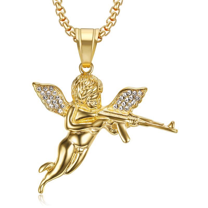Hip Hop Rhinestones Paved Bling Iced Out Stainless Steel Battle Angel Pendants Necklaces for Men Rapper Jewelry Drop Shipping
Hip Hop Rhinestones Paved Bling Iced Out Stainless Steel Battle Angel Pendants Necklaces for Men Rapper Jewelry Drop Shipping