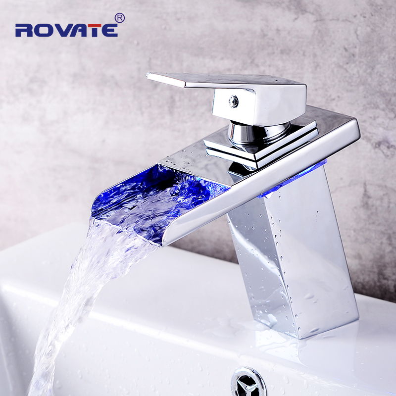 ROVATE LED Basin Faucet Watefall Sink Taps Colors Change with Temperature Bathroom Mixer Brass
ROVATE LED Basin Faucet Watefall Sink Taps Colors Change with Temperature Bathroom Mixer Brass