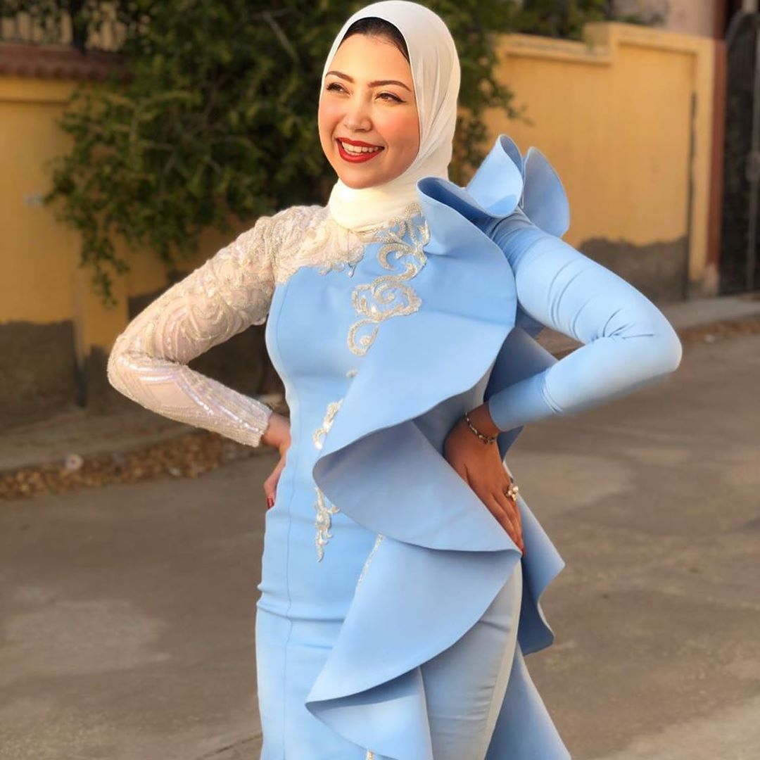 arabic aso ebi muslim blue lace beaded evening dresses long sleeves prom dresses mermaid formal party second reception gowns zj0394