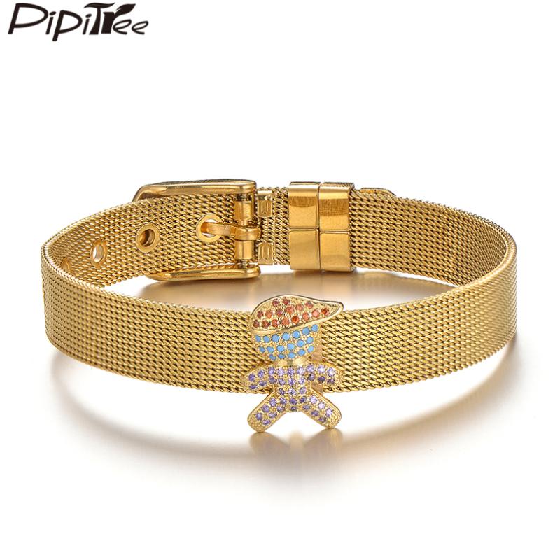 Pipitree Fashion Multi CZ Zircon Boy Girl Charm Bracelet Family Jewelry Stainless Steel Mesh Bangle Buckle Bracelets for Women
Pipitree Fashion Multi CZ Zircon Boy Girl Charm Bracelet Family Jewelry Stainless Steel Mesh Bangle Buckle Bracelets for Women
