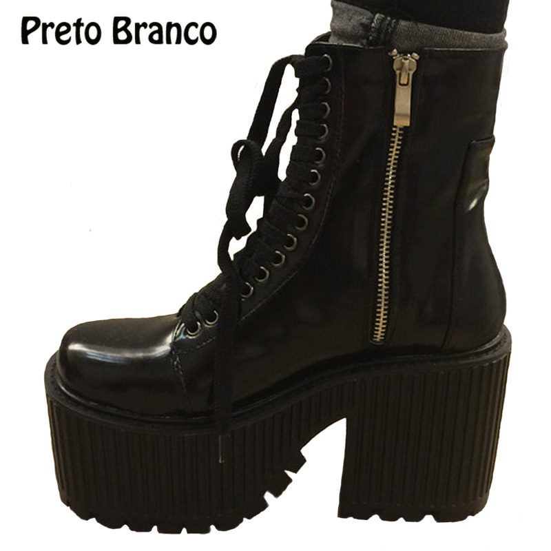 PRETO BRANCO Women's Sexy Platform Square Heels Black White Boots 10cm heel 5.5cm platform Punk Night Club Boots Women -4369
PRETO BRANCO Women's Sexy Platform Square Heels Black White Boots 10cm heel 5.5cm platform Punk Night Club Boots Women -4369