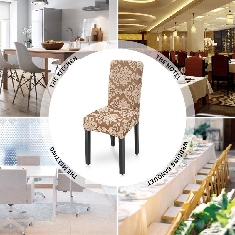 Europe Floral 3D Fabric Jacquard Stretch Elastic Chair Covers Spandex For Wedding Dining Room Office Banquet 1/2/4/6 Pcs