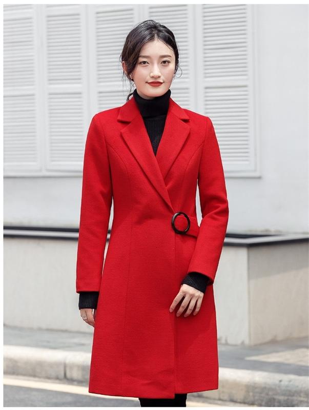 High Quality Fabric Middle Long Windbreaker Warm Winter Woolen Jackets Coat with Belt Women Outwear Overcoat Ladies Tops, Red
High Quality Fabric Middle Long Windbreaker Warm Winter Woolen Jackets Coat with Belt Women Outwear Overcoat Ladies Tops, Red