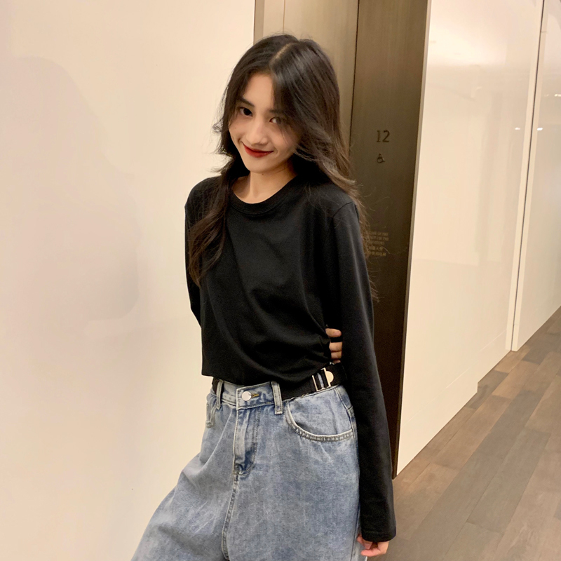 9 Solid Color Long Sleeve White T Shirt Women Harajuku Vintage Loose Basic Tshirt Korean Style Streetwear T-shirt Autumn Winter