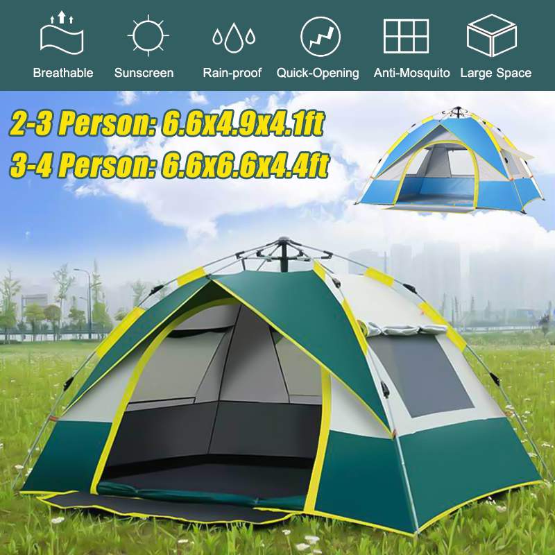 

2-4 Person Fully Automatic Tent Camping Travel Family Tent Rainproof Windproof Sunshade Awning Beach Camping Hiking