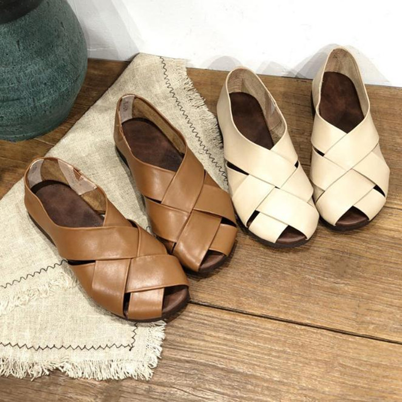 Summer new women's sandals Women leather shoes 2020 new handmade cowhide weave sandals casual flat Roman ladie shoes, Brown 1
Summer new women's sandals Women leather shoes 2020 new handmade cowhide weave sandals casual flat Roman ladie shoes, Brown 1