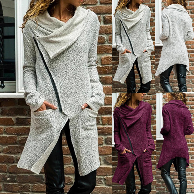 Fashion Spring Coat Female Slim Casual Turn Down Collar Long Sleeve Coat Autumn Side Zipper Pocket Bodycon Irregular Women, 101368-gray
Fashion Spring Coat Female Slim Casual Turn Down Collar Long Sleeve Coat Autumn Side Zipper Pocket Bodycon Irregular Women, 101368-gray