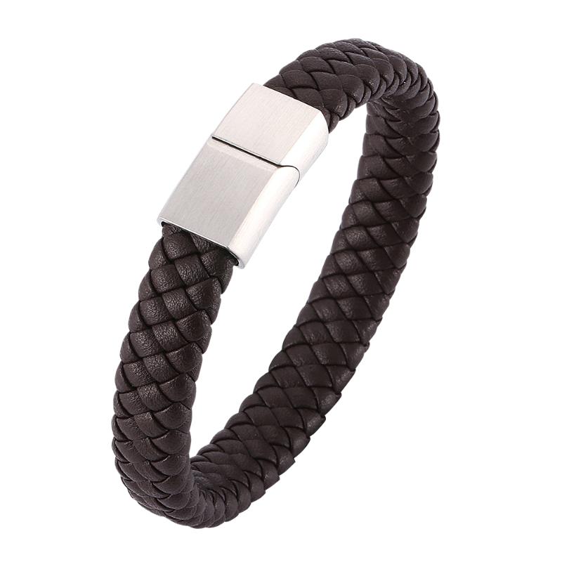 Simple personality business men's brown woven leather bracelet Stainless steel fashion glamour men's bracelet 7-SP0185
Simple personality business men's brown woven leather bracelet Stainless steel fashion glamour men's bracelet 7-SP0185