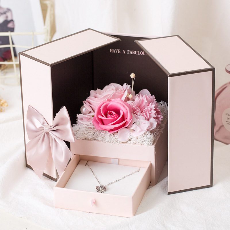 birthday Valentine Wedding mother's day present necklace gift box Artificial rose soap Eternal flower bouquet gift for Guests
birthday Valentine Wedding mother's day present necklace gift box Artificial rose soap Eternal flower bouquet gift for Guests
