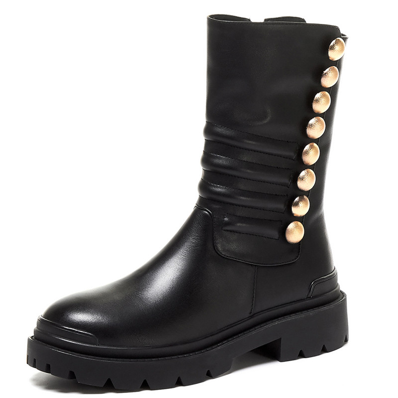 Winter Leather Comfortable Warm Short Boot Round Toe High-quality Leather Boot Fashion Metal Decorative Zipper Women, Black
Winter Leather Comfortable Warm Short Boot Round Toe High-quality Leather Boot Fashion Metal Decorative Zipper Women, Black