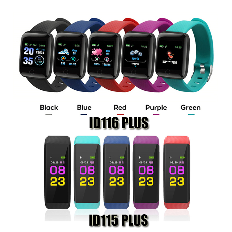 

ID115 ID116 PLUS Smart Bracelet Watch Heart Rate Fitness Tracker ID115HR Waterproof Watchband Wristband For Android Cellphones Mi Band