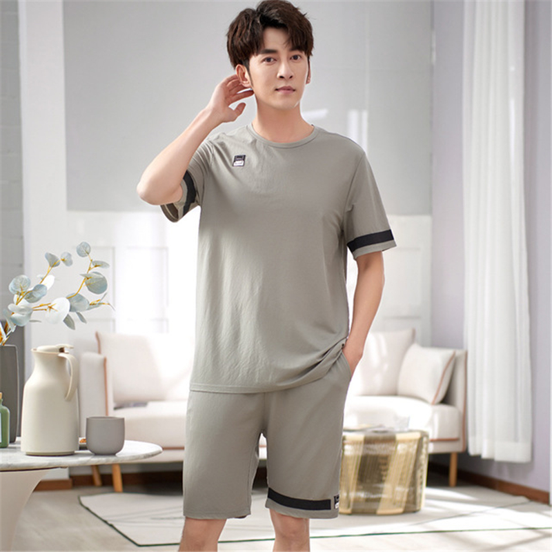 Pajamas men's summer short-sleeved shorts Korean summer cotton casual loose home service plus size pajamas kamerjas heren, Grey
Pajamas men's summer short-sleeved shorts Korean summer cotton casual loose home service plus size pajamas kamerjas heren, Grey