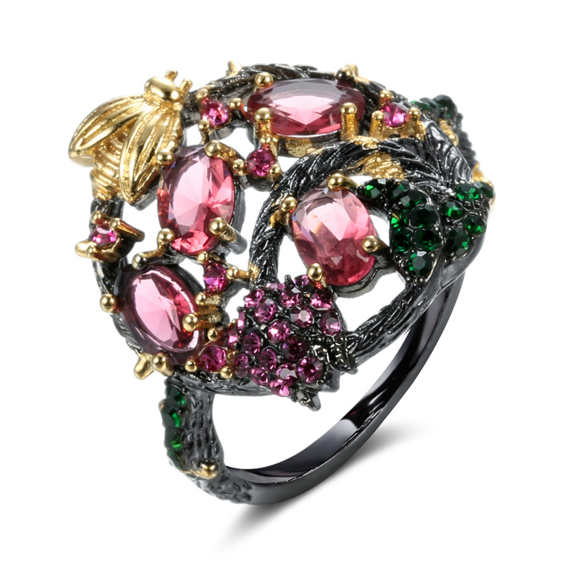 Cluster Rings Women's Retro Tungsten Jewelry Tree Branch Bees Red Zircon Gothic Style Black Gold Wedding Engagement Italy
Cluster Rings Women's Retro Tungsten Jewelry Tree Branch Bees Red Zircon Gothic Style Black Gold Wedding Engagement Italy