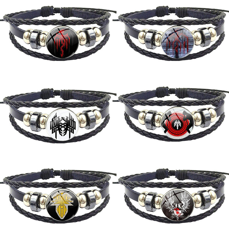 Kirkwall City Of Chains Symbol Crest Plated Jewelry With Glass Cabochon Black Leather Bracelet Bangle For Unisex Gift
Kirkwall City Of Chains Symbol Crest Plated Jewelry With Glass Cabochon Black Leather Bracelet Bangle For Unisex Gift