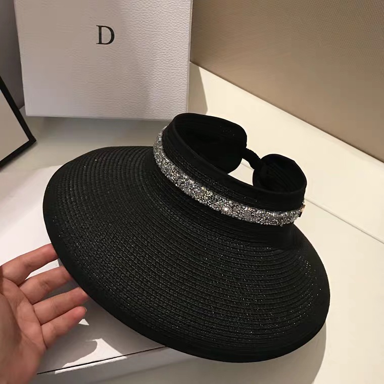 Summer New Style College Style Topless Hat Large Brimmed Travel UV Sun Hat Korean-Style Diamond Set Fashion Face Cap Female, White
Summer New Style College Style Topless Hat Large Brimmed Travel UV Sun Hat Korean-Style Diamond Set Fashion Face Cap Female, White