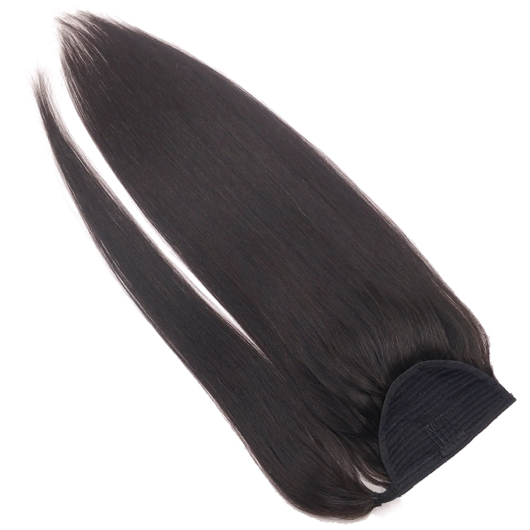 10A Grade Virgin Brazilian Human Thick Ends Clip In Extensions Slik Straight Ponytail Hair 120G