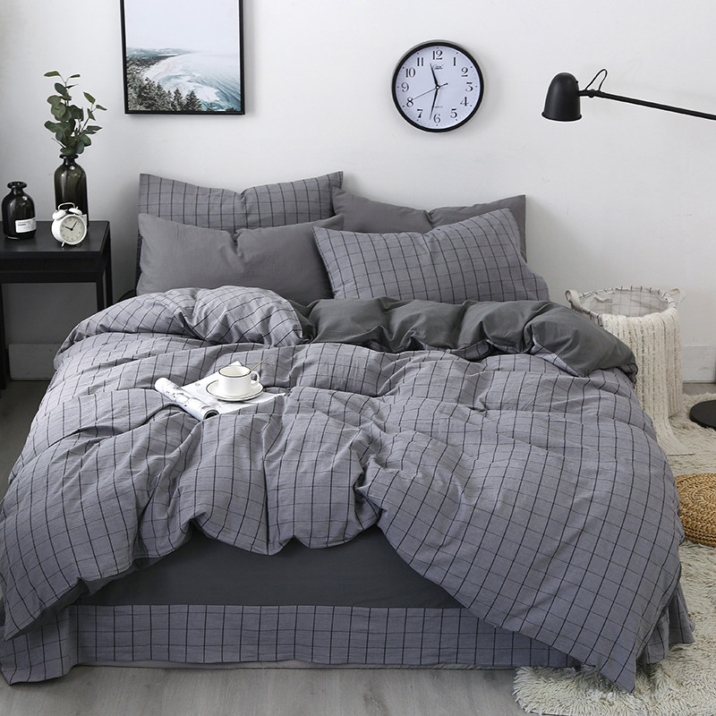Nordic Style Pure Cotton Duvet Cover Bed Set Bed Sheet Pillowcases Gentle Blue Plaid Simple Soft Home Queen King, As pic
Nordic Style Pure Cotton Duvet Cover Bed Set Bed Sheet Pillowcases Gentle Blue Plaid Simple Soft Home Queen King, As pic
