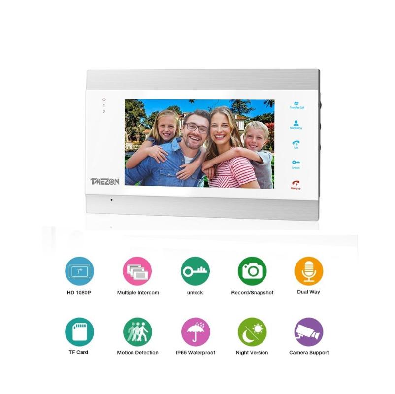 TMEZON 7 Inch HD1080P Smart Video Door Phone Intercom System with High Definition Wired Doorbell Camera,Support Remote unlock