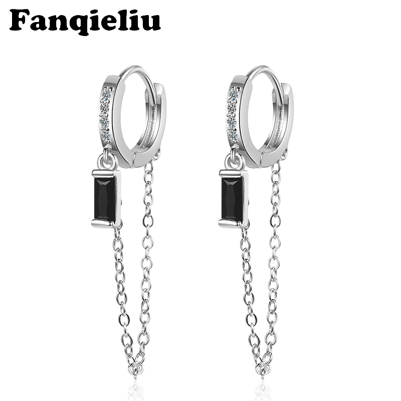 Fanqieliu Charming Chains Black Crystal Charms Hoops Solid Sterling 925 Silver Earrings For Women Luxury Hoop Earrings FQL20283
Fanqieliu Charming Chains Black Crystal Charms Hoops Solid Sterling 925 Silver Earrings For Women Luxury Hoop Earrings FQL20283
