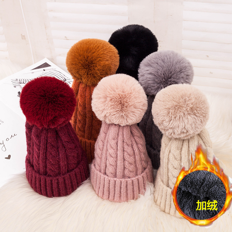 New plus velvet twist hair ball ladies wool cap Korean version of dark buckle bell-shaped knit cap Baotou earmuffs hat, Black
New plus velvet twist hair ball ladies wool cap Korean version of dark buckle bell-shaped knit cap Baotou earmuffs hat, Black