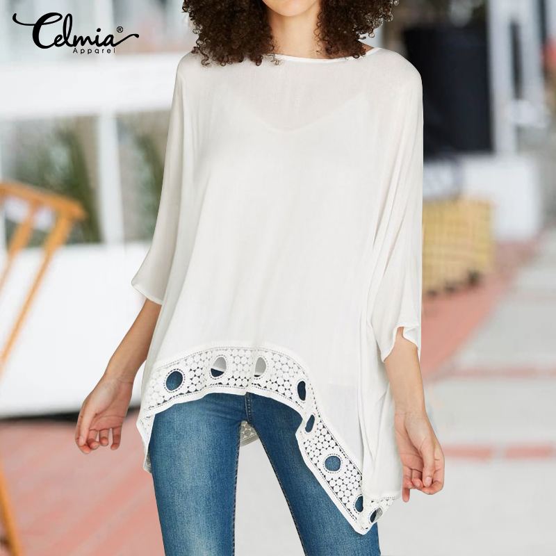 Celmia 2020 Women Lace Hollow White Blouses Sleeve Ladies Office Shirts Plus Size Tops Asymmetrical Casual Loose Blusas, Black
Celmia 2020 Women Lace Hollow White Blouses Sleeve Ladies Office Shirts Plus Size Tops Asymmetrical Casual Loose Blusas, Black