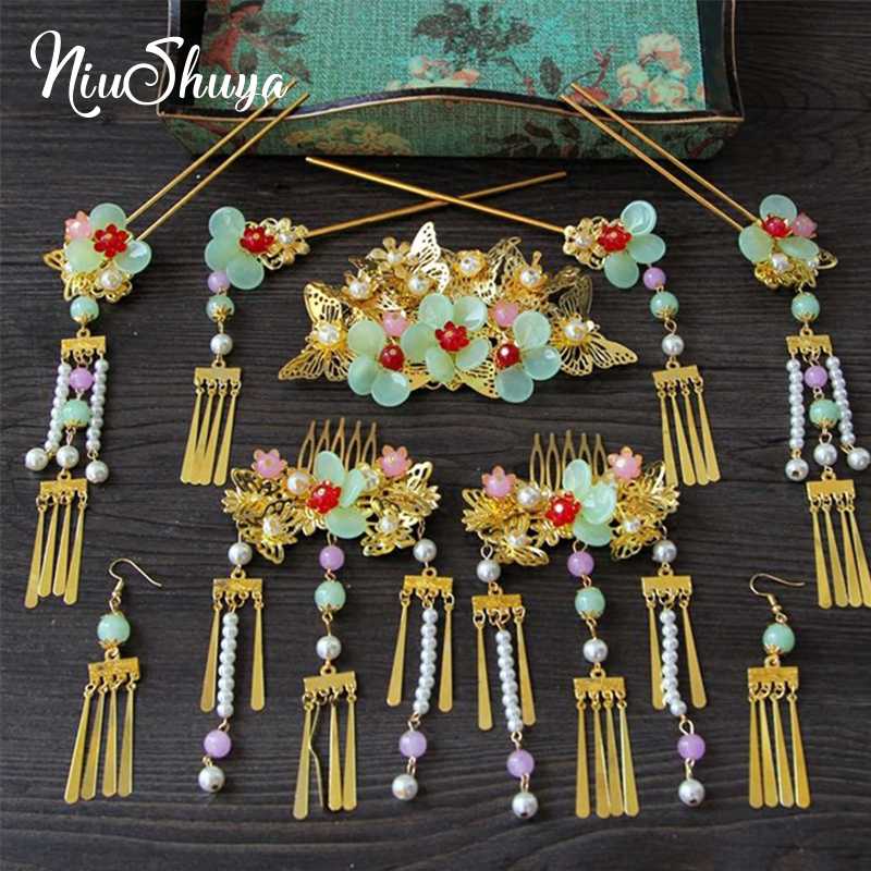 NiuShuya Chinese Hairpin Headdress Hair Stick Traditional Jewelry Bridal Headpiece Wedding Hair Accessories Women Gold Hairwear
NiuShuya Chinese Hairpin Headdress Hair Stick Traditional Jewelry Bridal Headpiece Wedding Hair Accessories Women Gold Hairwear