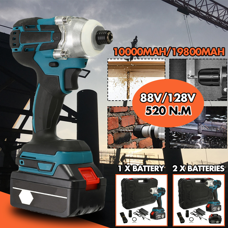 88V/128V 520N.m Cordless Lithium-Ion Battery Electric Impact Wrench Cordless Brushless With 1/2 Rechargeable Battery AC 220V
88V/128V 520N.m Cordless Lithium-Ion Battery Electric Impact Wrench Cordless Brushless With 1/2 Rechargeable Battery AC 220V