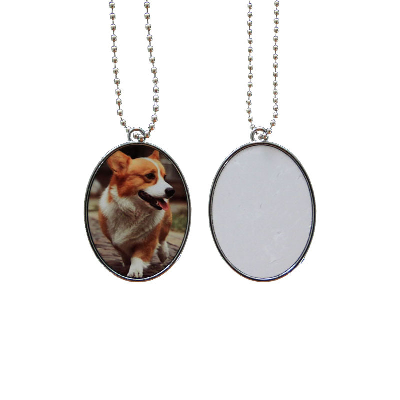 Blank white sublimation dog Stainless steel ID card Puppy Cat identification tag metal pet pendant with chain