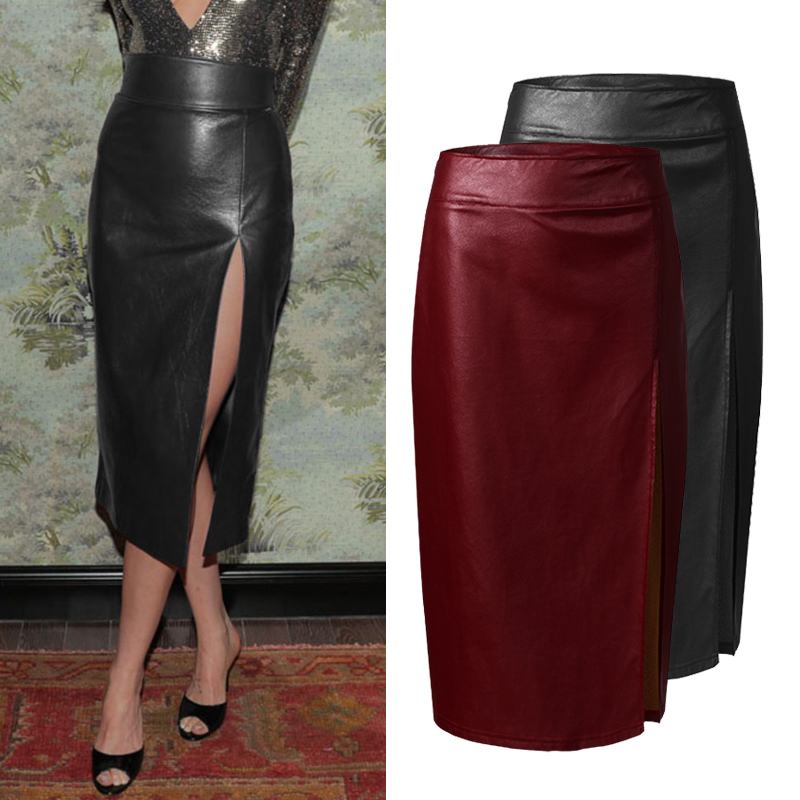 2020 Celmia Autumn PU Leather Skirts Women Sexy High Waist Split Bodycon Skirt Casual Solid Elegant Office Sheath Midi Skirt 7, Black
2020 Celmia Autumn PU Leather Skirts Women Sexy High Waist Split Bodycon Skirt Casual Solid Elegant Office Sheath Midi Skirt 7, Black