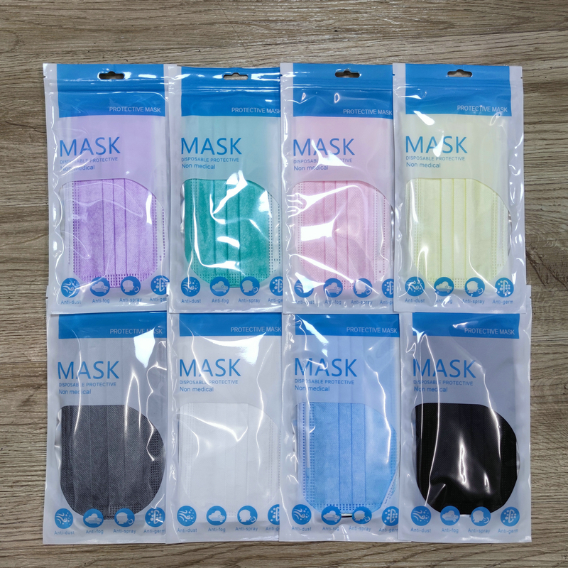 12 colors Adult kids Face Mask 10pcs Individual packing Black Blue 3 layers Non-Woven Disposable Masks Protective Mouth Retail package wholesale ship 