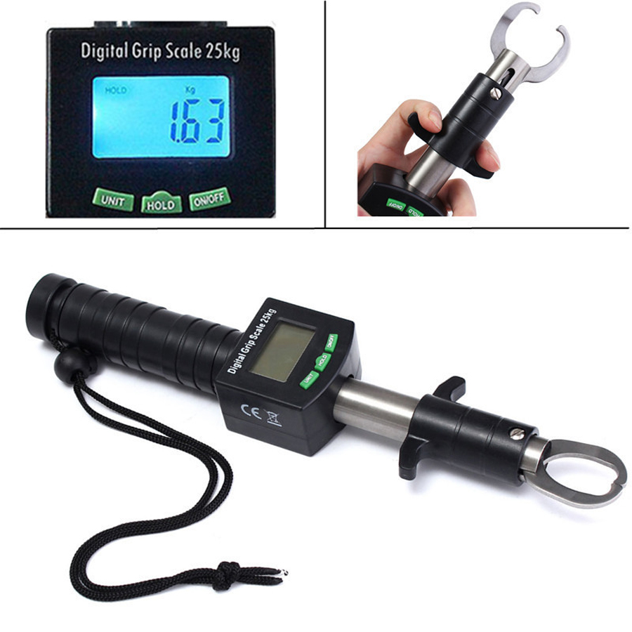 Digital Electronic Display Sea Fishing Grip with Weight Ruler Stainless Steel Clip Control Catcher Fish Tool Gripper Grabber291T